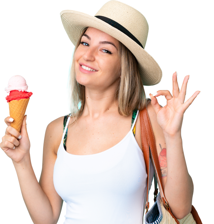 Cherry Hill young woman eating delicious ice cream